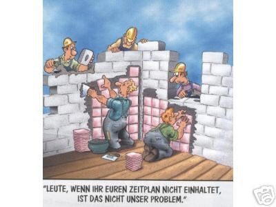 Ein Fliesenleger hält seinen Termin ein !